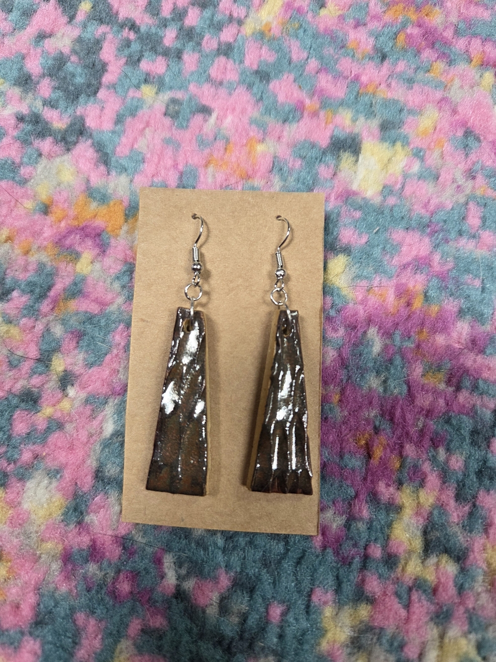 Handmade Brown Gloss Drop Earrings